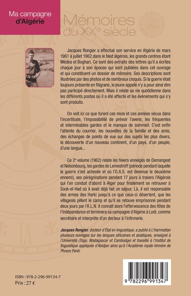 Ma campagne d'Algérie, Tome 2 : l'année1962 (9782296991347-back-cover)