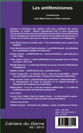 Cahiers du Genre, Les antiféminismes (9782296965515-back-cover)