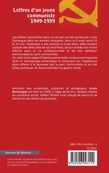 Lettres d'un jeune communiste, 1949-1959 (9782296993112-back-cover)