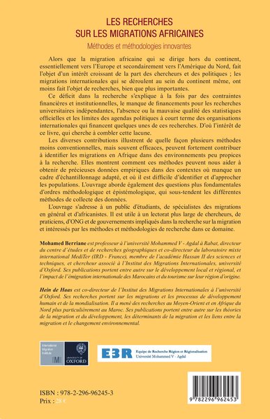 Les recherches sur les migrations africaines, Méthodes et méthodologies innovantes (9782296962453-back-cover)