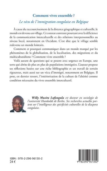 Comment vivre ensemble ?, Le vécu de l'immigration congolaise en Belgique (9782296961302-back-cover)