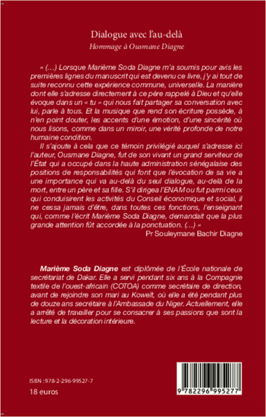 Dialogue avec l'au-delà, Hommage à Ousmane Diagne (9782296995277-back-cover)