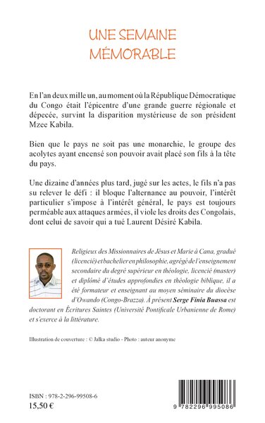 Une semaine mémorable, Qui a tué Laurent-Désiré Kabila ? (9782296995086-back-cover)