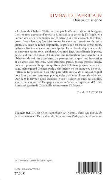 Rimbaud l'africain, diseur de silence, Poésie (9782296991804-back-cover)