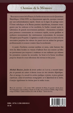 Vie politique et sociale de la Sarthe sous la IVe République, (1944-1958) (9782296968486-back-cover)