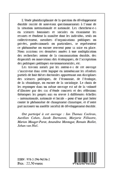 Développement durable et sciences sociales, Traductions d'un concept polysémique de l'international au local (9782296965362-back-cover)