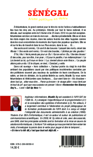 Sénégal, arène politique en délire (9782296995598-back-cover)