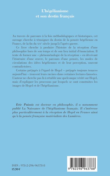 L'hégélianisme et son destin français (9782296963788-back-cover)