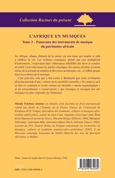 L'Afrique en musiques (Tome 3), Panorama des instruments de musique du patrimoine africain (9782296964082-back-cover)