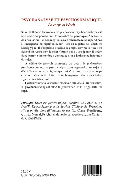 Psychanalyse et psychosomatique, Le corps et l'écrit (9782296964495-back-cover)