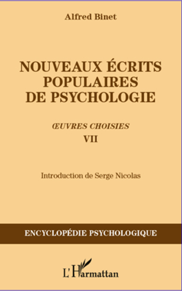 Nouveaux écrits populaires de psychologie, Oeuvres choisies VII (9782296970311-front-cover)