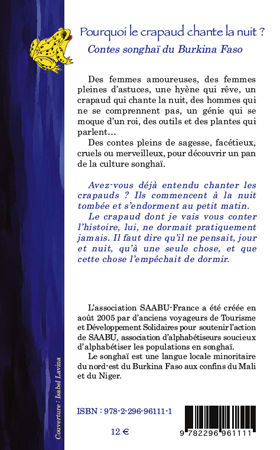 Pourquoi le crapaud chante la nuit ?, Contes songhaï du Burkina Faso (9782296961111-back-cover)