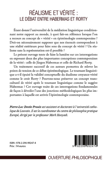 Réalisme et vérité : Le débat entre Habermas et Rorty (9782296992474-back-cover)