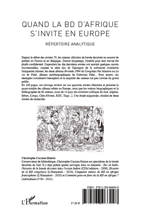 Quand la BD d'Afrique s'invite en Europe, Répertoire analytique (9782296966048-back-cover)