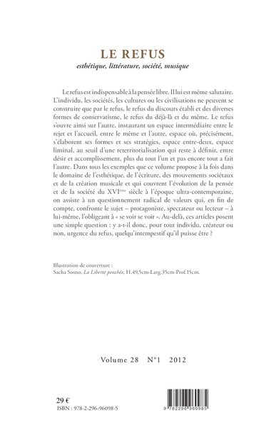 Cycnos, Le Refus, Esthétique, littérature, société, musique - N° 1 - 2012 (9782296960985-back-cover)