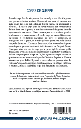 Corps de guerre, Poétique de la rupture (9782296964730-back-cover)