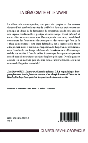 Démocratie et le vivant, Un système à l'épreuve des hommes (9782296997950-back-cover)