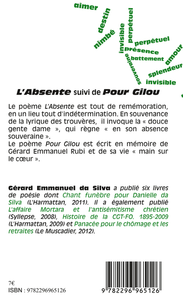 L'Absente suivi de Pour Gilou (9782296965126-back-cover)