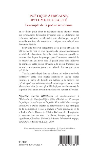 Poétique africaine, rythme et oralité, L'exemple de la poésie ivoirienne (9782296963504-back-cover)