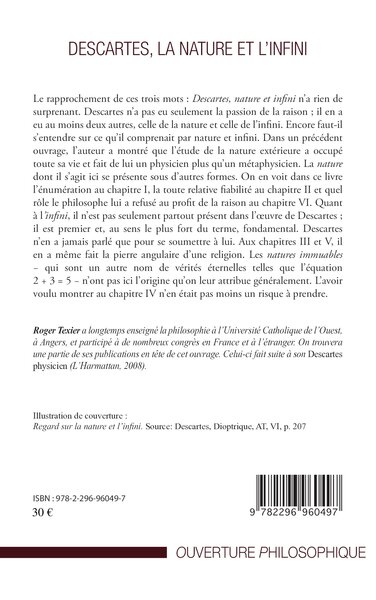Descartes, la nature et l'infini (9782296960497-back-cover)