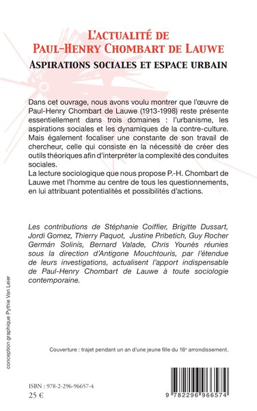 L'actualité de Paul-Henry Chombart de Lauwe, Aspirations sociales et espace urbain - Délits de Curiosité V (9782296966574-back-cover)