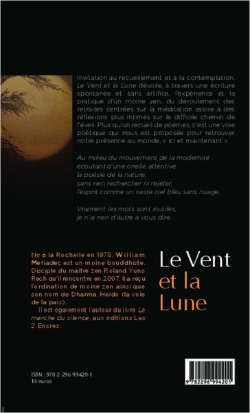 Le vent et la lune, Poèmes d'un moine zen (9782296994201-back-cover)