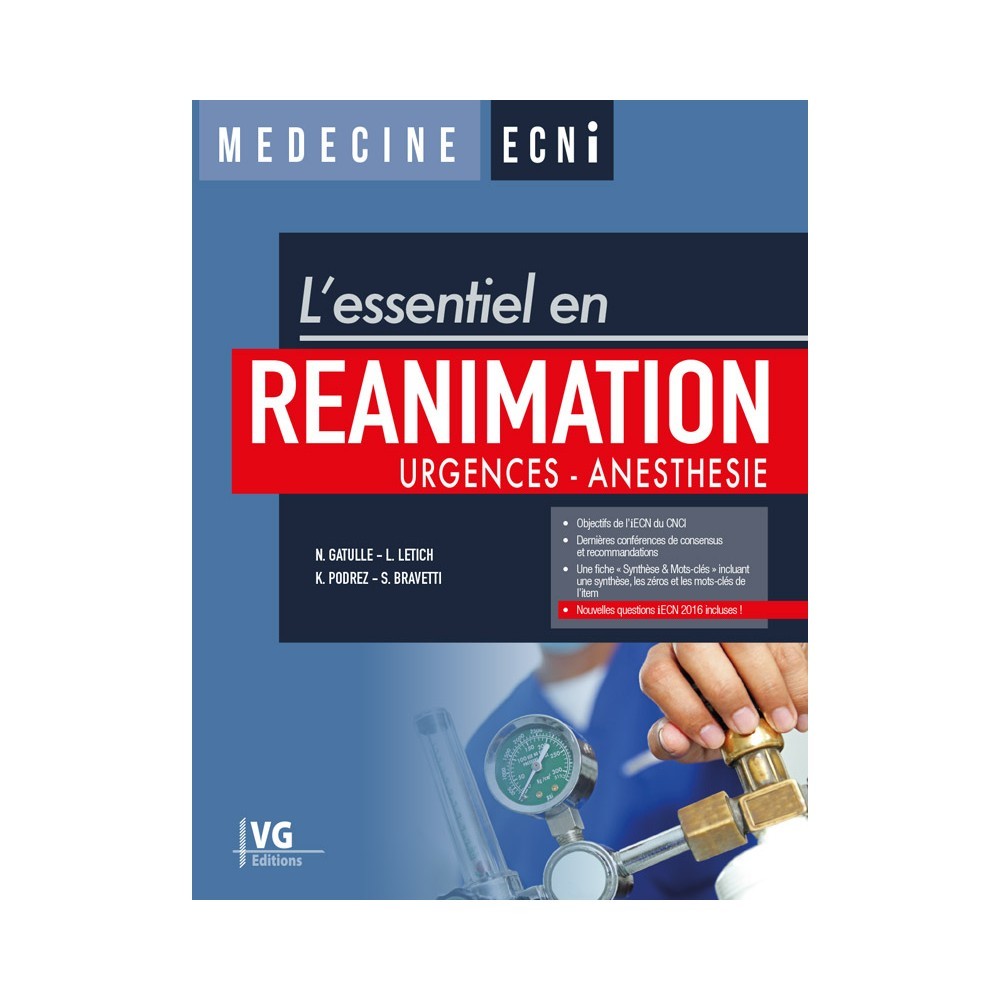 L'ESSENTIEL EN RÉANIMATION URGENCES-ANESTHÉSIE (9782818315729-front-cover)