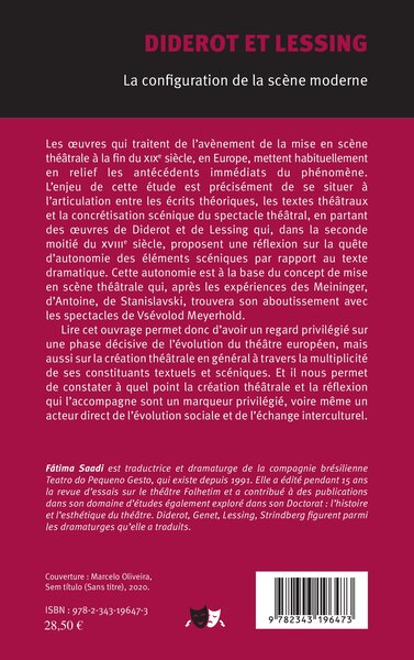 Diderot et Lessing, La configuration de la scène moderne (9782343196473-back-cover)