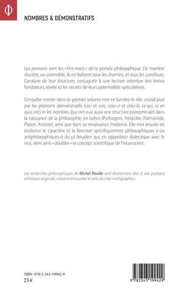 Nombres et démonstratifs, Les pronoms de la philosophie volume 1 (9782343199429-back-cover)