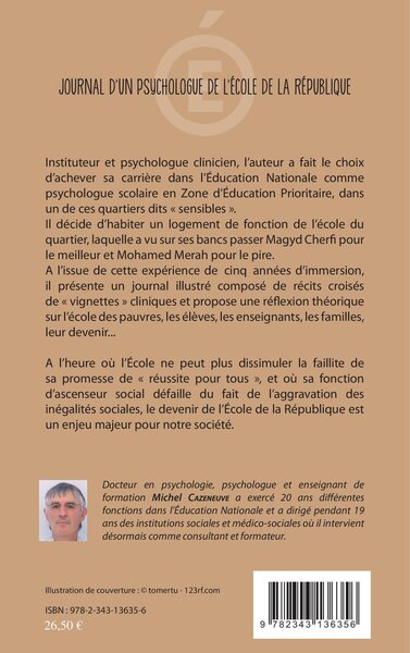 Journal d'un psychologue de l'École de la République, Expérience dans un quartier dit "sensible" (9782343136356-back-cover)