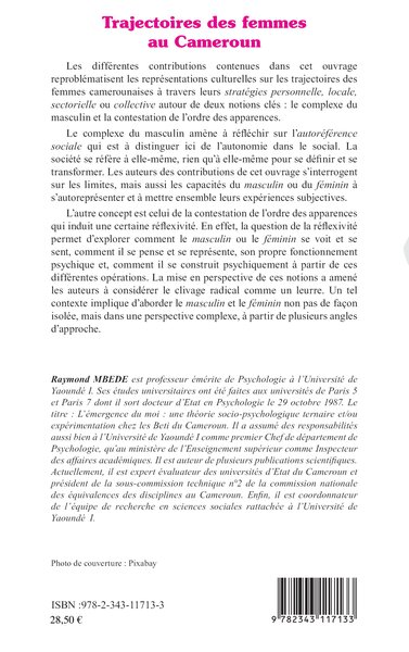 Trajectoires des femmes au Cameroun, Entre complexe du masculin et contestation de l'ordre des apparences (9782343117133-back-cover)