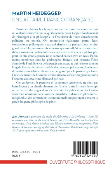 Martin Heidegger, une affaire franco-française (9782343124254-back-cover)