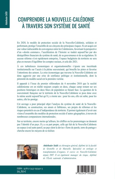 Comprendre la Nouvelle-Calédonie à travers son système de santé (9782343193403-back-cover)