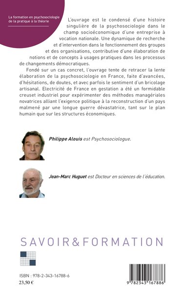 La formation en psychosociologie de la pratique à la théorie, Une intervention de longue durée : le cas EDF (9782343167886-back-cover)