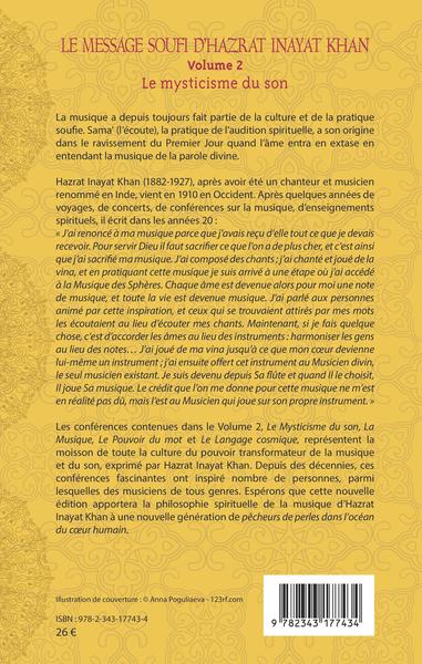 Le message soufi d'Hazrat Inayat Khan, Volume 2 - Le mysticisme du son (9782343177434-back-cover)