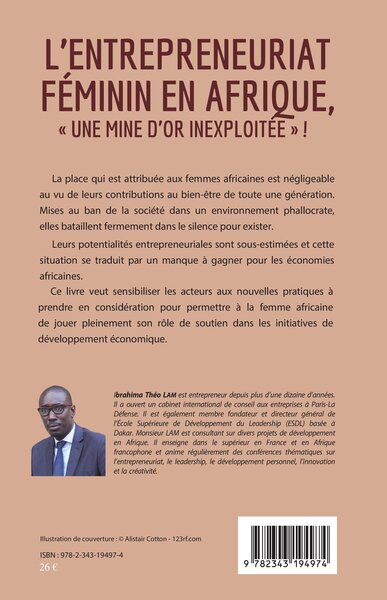 L'entrepreneuriat féminin en Afrique, "une mine d'or inexploitée" ! (9782343194974-back-cover)