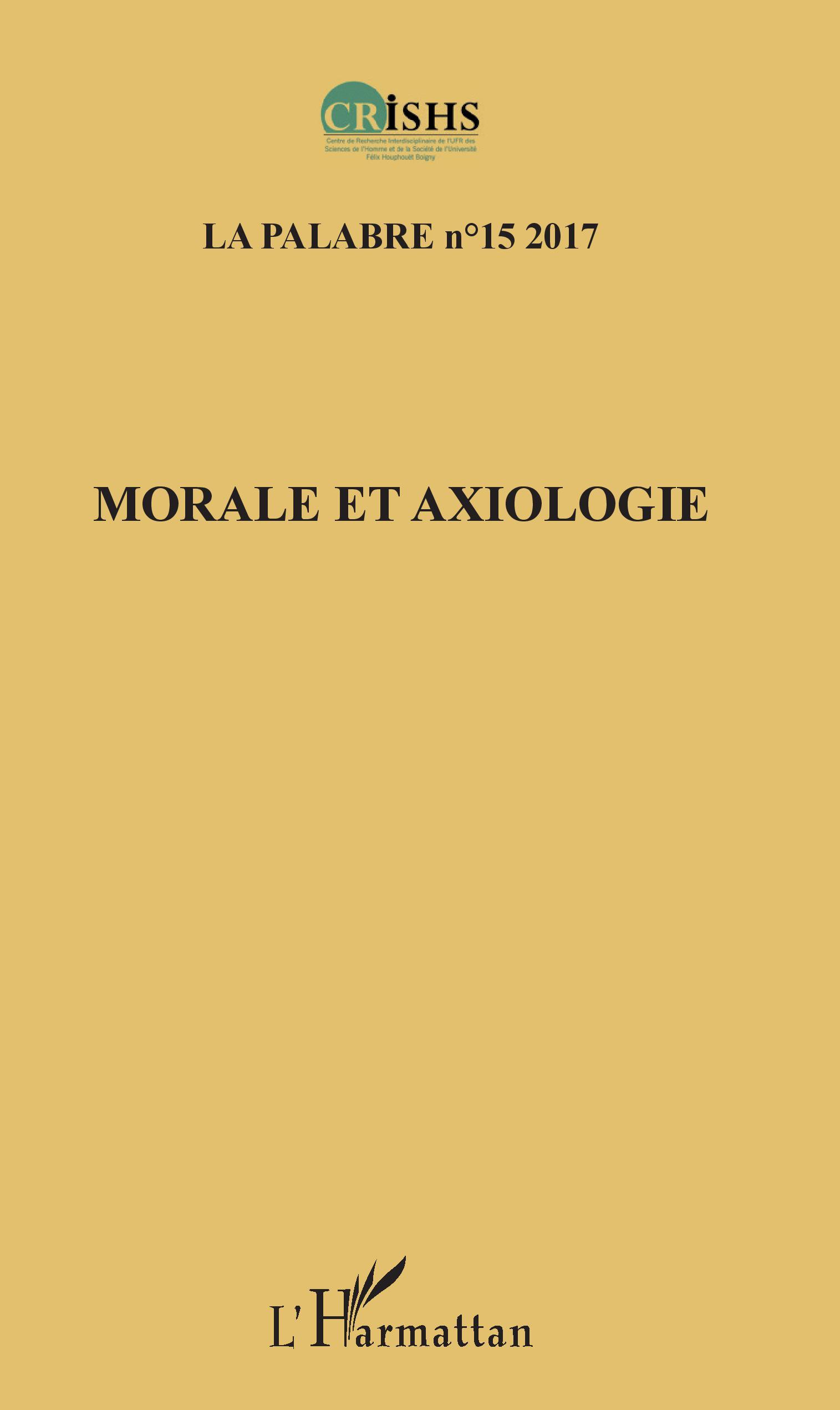 Morale et axiologie (9782343134437-front-cover)