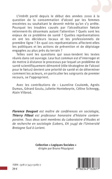 Grossesse et alcool, Représentations et appropriations d'une priorité de santé (9782343132877-back-cover)