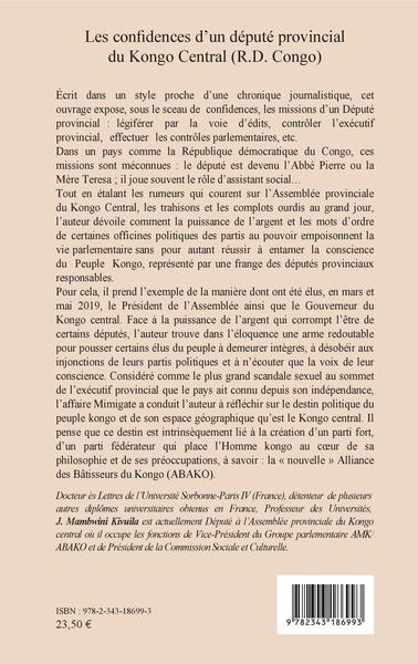 Les confidences d'un député provincial du Kongo Central (R.D. Congo) (9782343186993-back-cover)