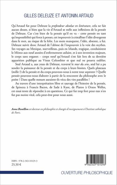 Gilles Deleuze et Antonin Artaud, L'impossibilité de penser (9782343101293-back-cover)