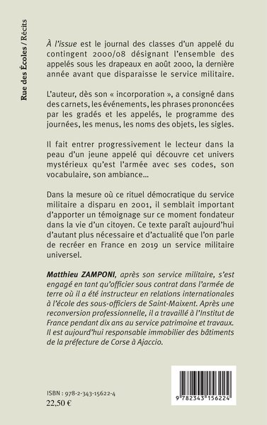 À l'issue, Journal d'un appelé du contingent 2000/08 (9782343156224-back-cover)