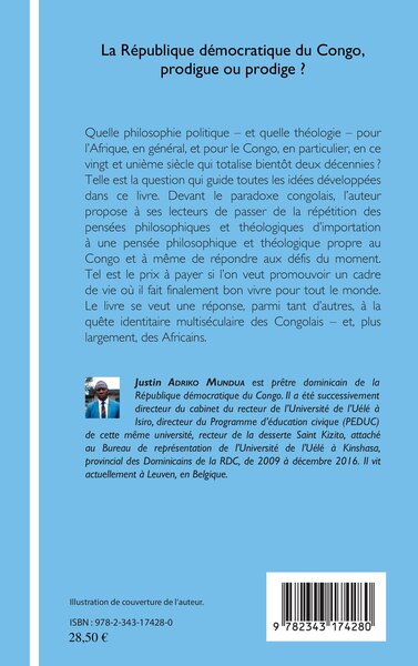 La République démocratique du Congo, prodigue ou prodige ?, Essai d'une philosophie politique et d'une théologie pour le Congo (9782343174280-back-cover)