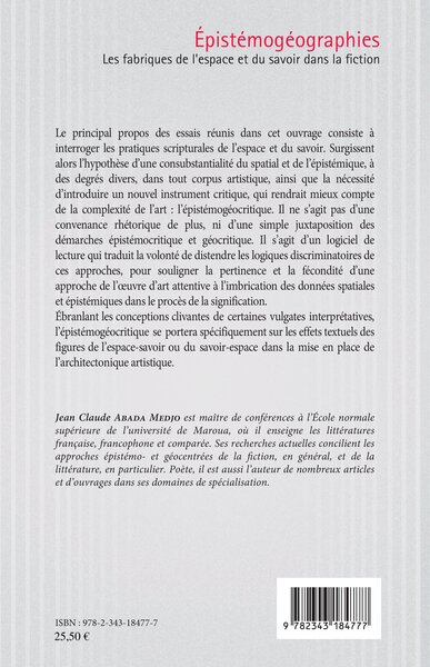 Epistémogéographies, Les fabriques de l'espace et du savoir dans la fiction (9782343184777-back-cover)