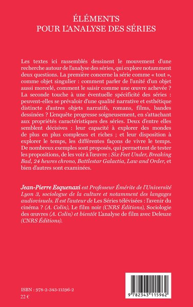 Eléments pour l'analyse des séries (9782343115962-back-cover)