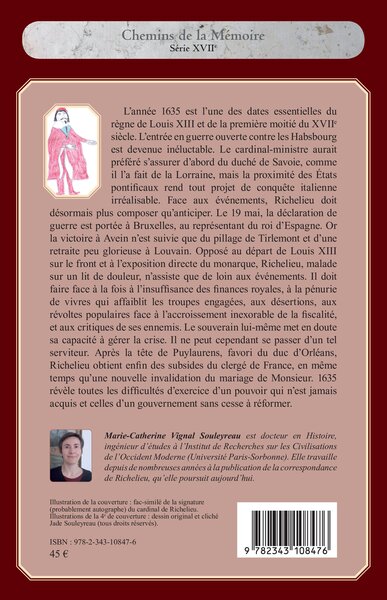 La raison de guerre, Correspondance du cardinal de Richelieu - Année 1635 (9782343108476-back-cover)