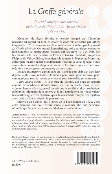 La Greffe générale, Journal satirique des blessés de la face de l'hôpital du Val-de-Grâce (1917-1918) (9782343193472-back-cover)