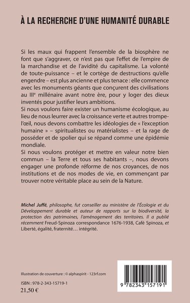 A la recherche d'une humanité durable (9782343157191-back-cover)