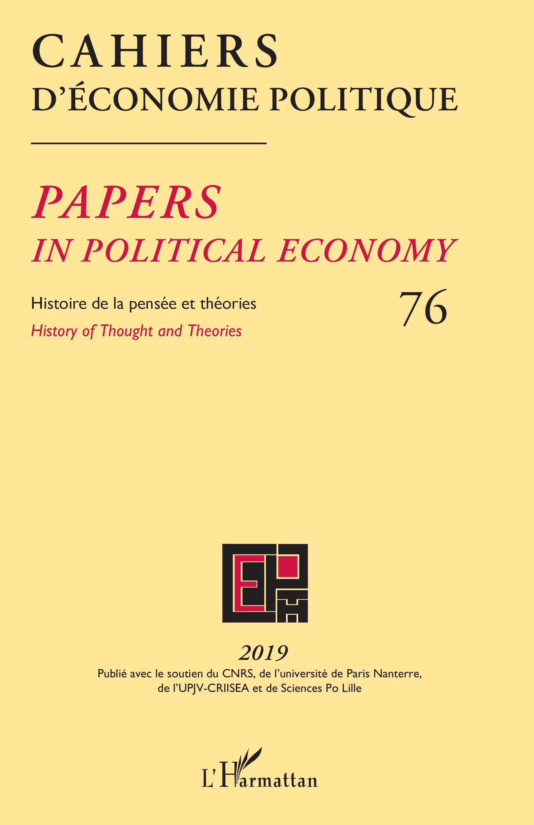 Cahiers d'économie Politique / Papers in Political Economy, Cahiers d'Économie Politique 76, Histoire de la pensée et théories (9782343179414-front-cover)