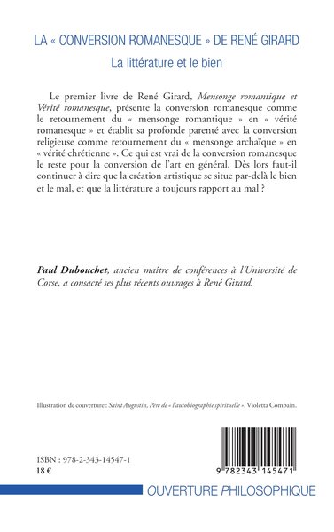 La « conversion romanesque » de René Girard, La littérature et le bien (9782343145471-back-cover)