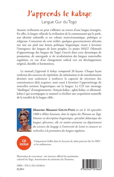 J'apprends le kabiye, Langue Gur du Togo (9782343101866-back-cover)